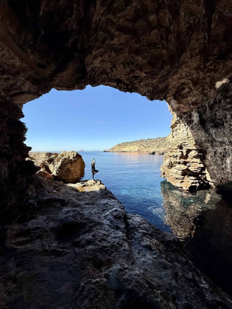 Toro Hike Mallorca: sea cave with crystal water, natural rock arch and scenic coastal landscape in Mallorca
